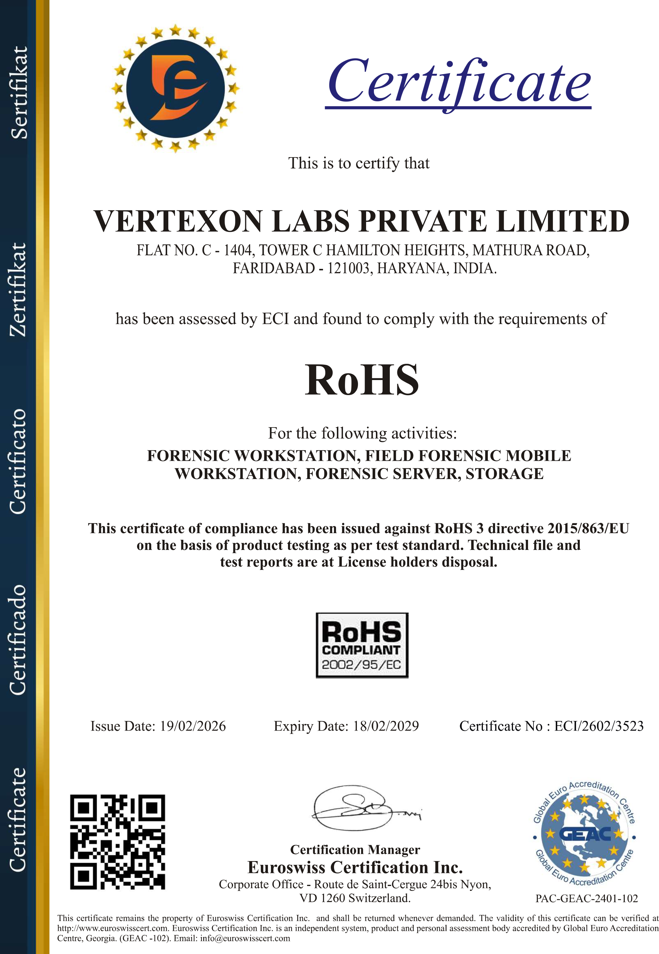 RoHS Certificate